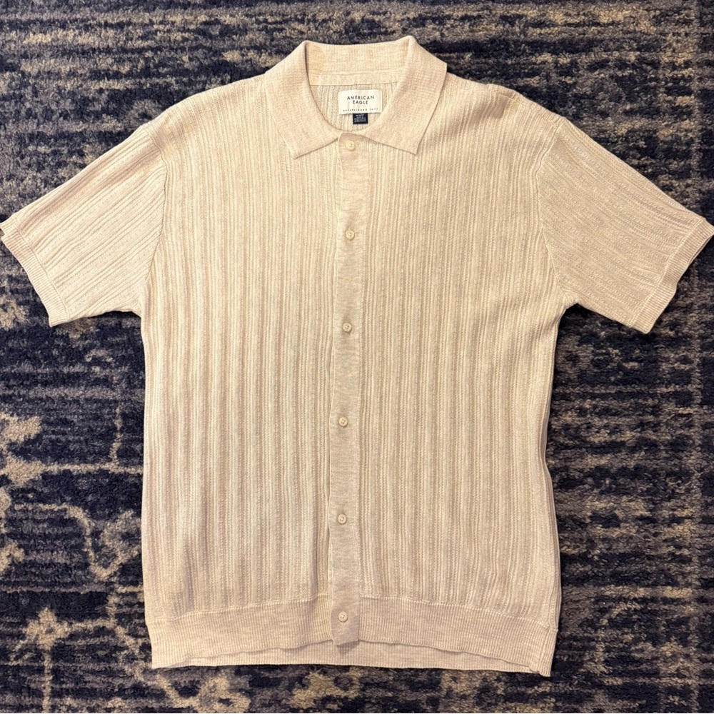 American Eagle Beige Knitted Button Down - Picture 1 of 1